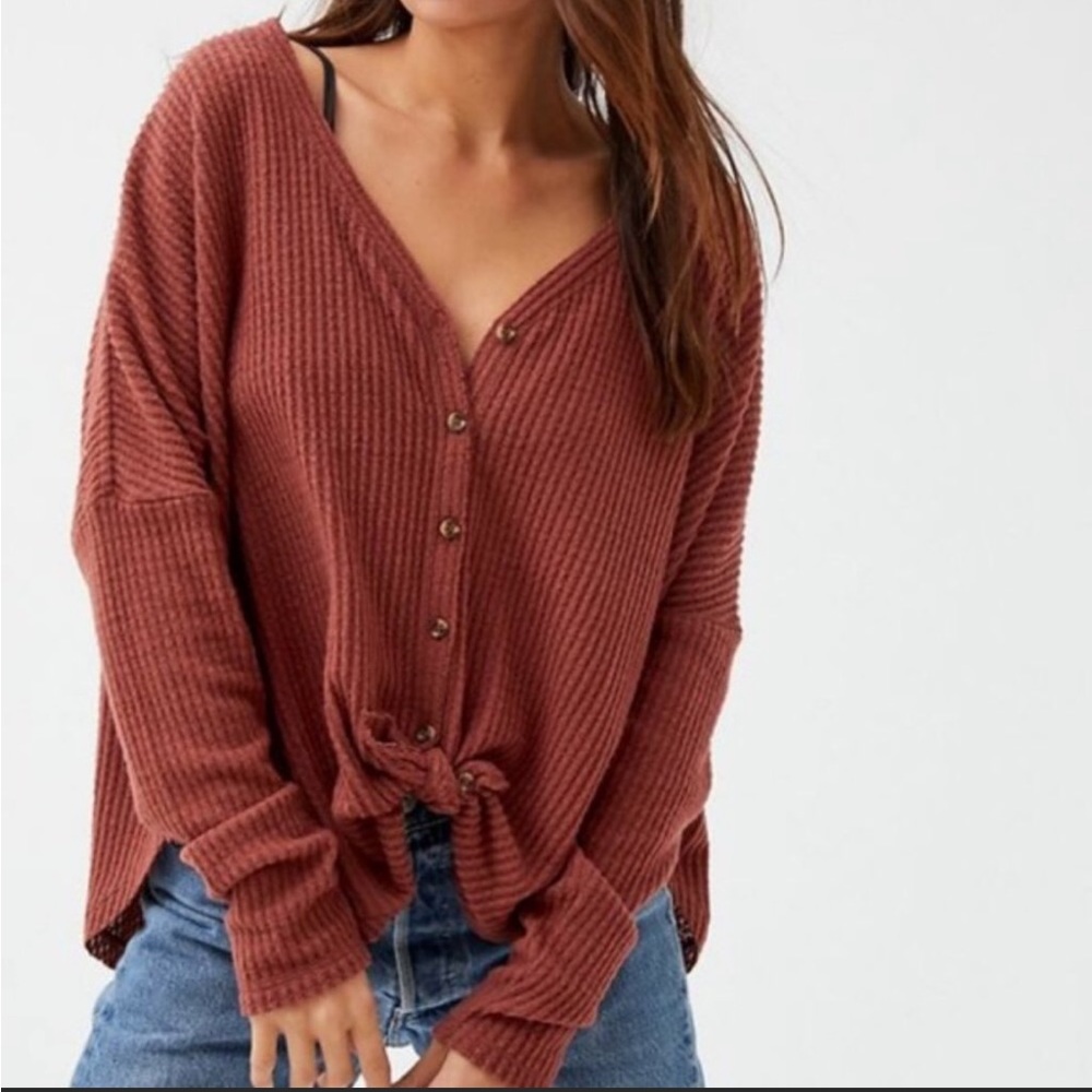 Urban Outfitters Out From Under Jojo Oversized Thermal Button Top